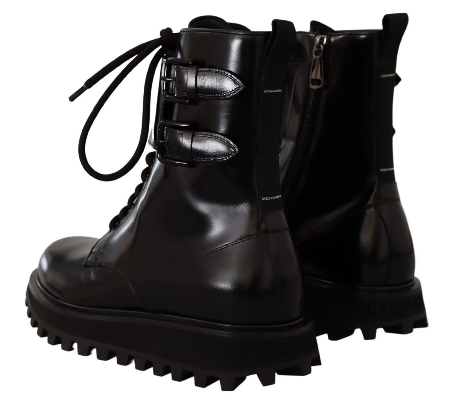 Dolce & Gabbana Elegant Black Leather Ankle Boots Dolce & Gabbana