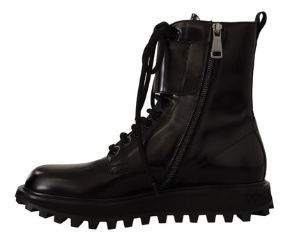 Dolce & Gabbana Elegant Black Leather Ankle Boots Dolce & Gabbana