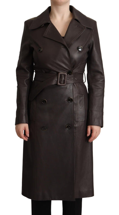 Dolce & Gabbana Elegant Double-Breasted Lambskin Leather Coat Dolce & Gabbana