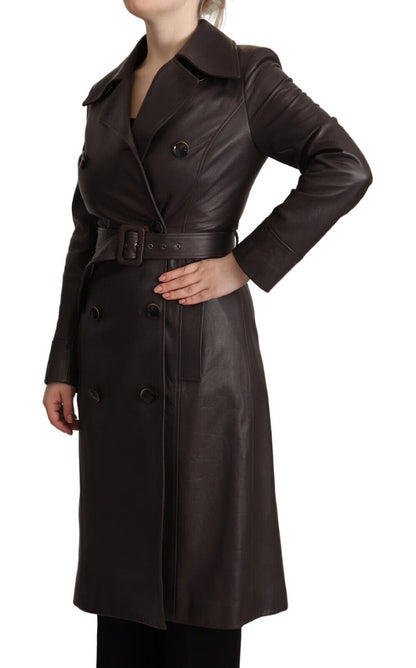 Dolce & Gabbana Elegant Double-Breasted Lambskin Leather Coat Dolce & Gabbana