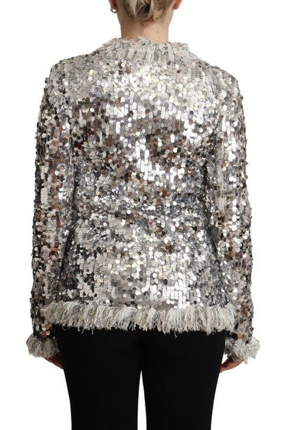 Dolce & Gabbana Chic Silver Sequined Jacket Coat Dolce & Gabbana