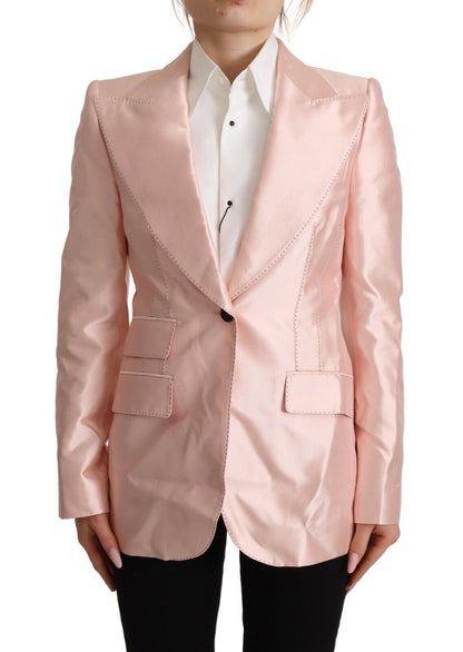 Dolce & Gabbana Elegant Pink Silk Blazer Jacket Dolce & Gabbana