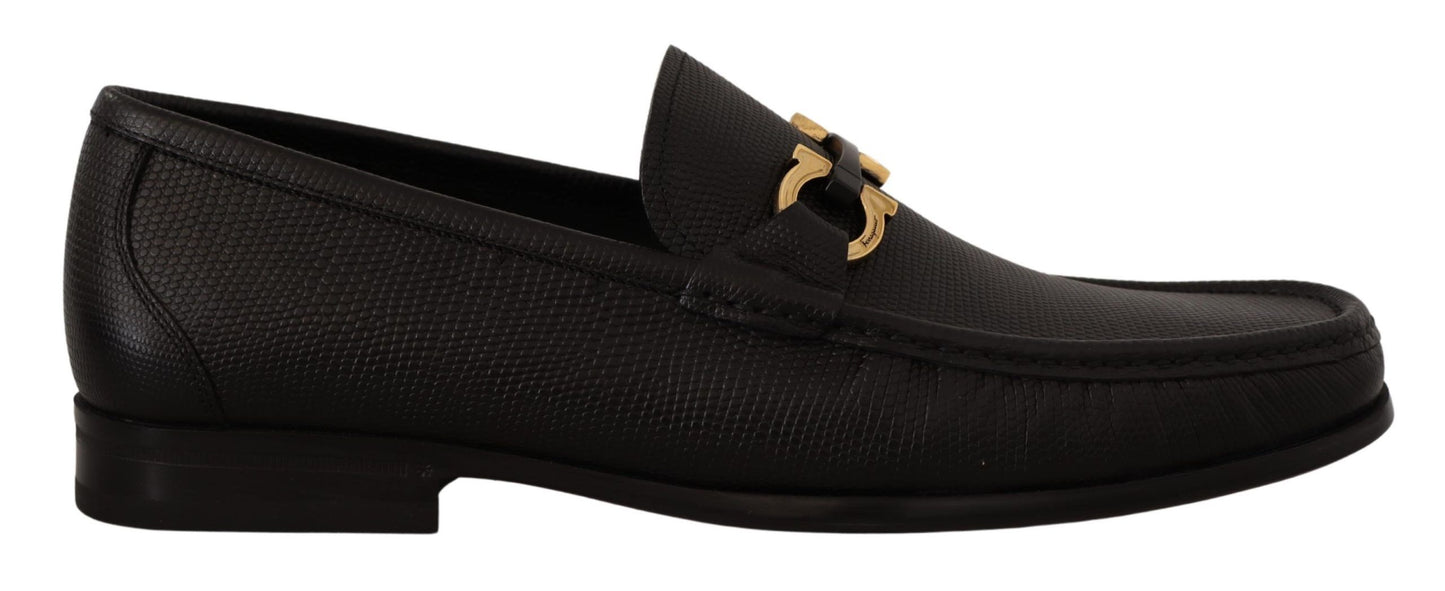 Salvatore Ferragamo Elegant Black Calf Leather Loafers Salvatore Ferragamo