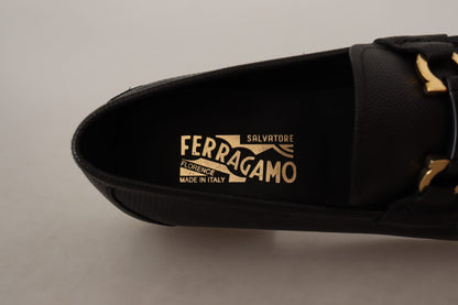 Salvatore Ferragamo Elegant Black Calf Leather Loafers Salvatore Ferragamo