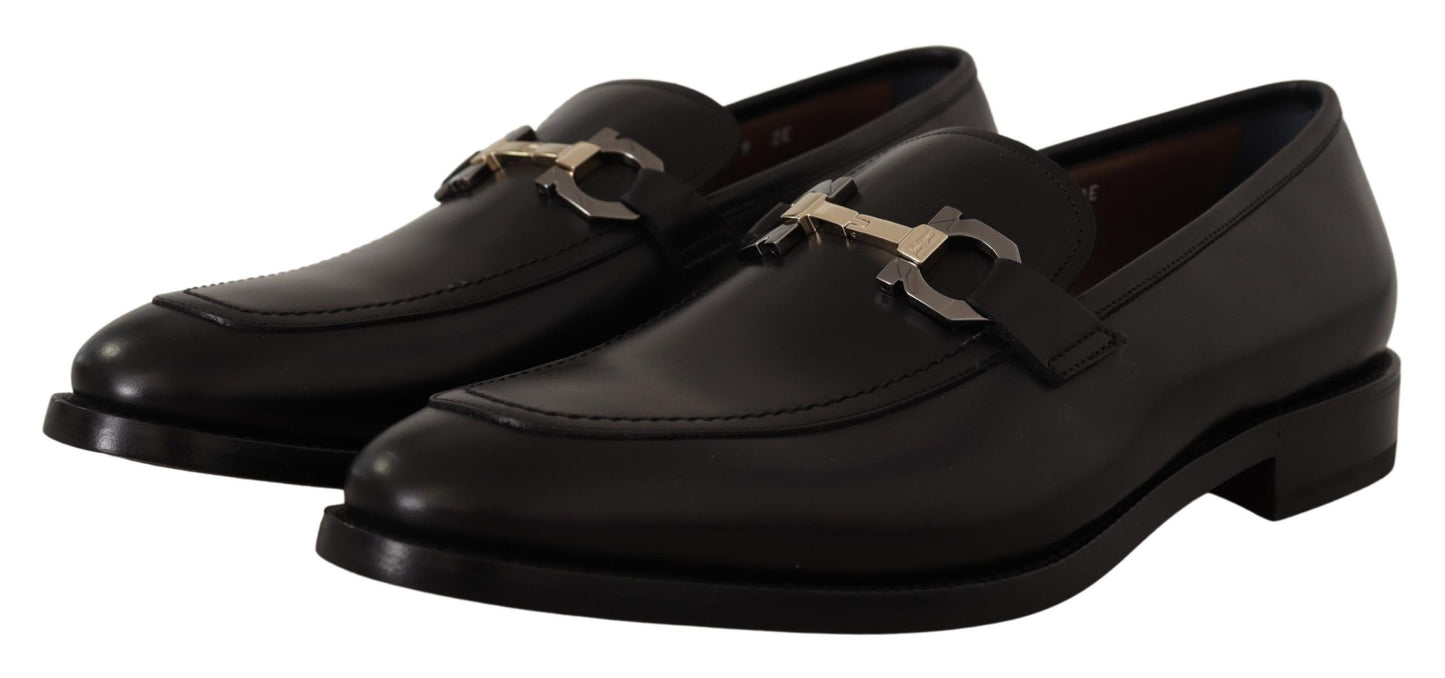 Salvatore Ferragamo Suave Black Leather Gancio Bit Loafers Salvatore Ferragamo