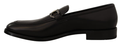 Salvatore Ferragamo Suave Black Leather Gancio Bit Loafers Salvatore Ferragamo