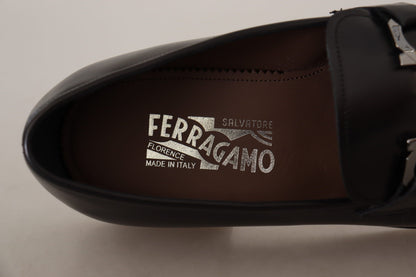 Salvatore Ferragamo Suave Black Leather Gancio Bit Loafers Salvatore Ferragamo