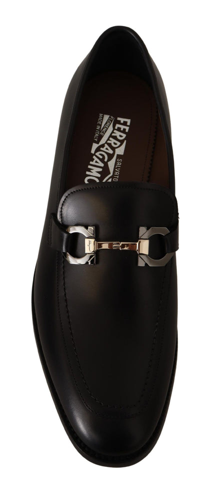 Salvatore Ferragamo Suave Black Leather Gancio Bit Loafers Salvatore Ferragamo