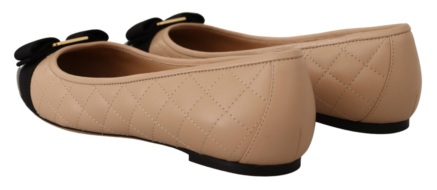 Salvatore Ferragamo Elegant Quilted Leather Flats - Chic Dual-Tone Design Salvatore Ferragamo