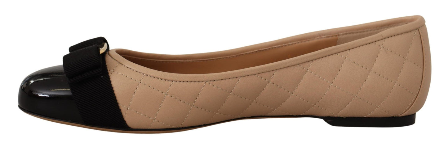 Salvatore Ferragamo Elegant Quilted Leather Flats - Chic Dual-Tone Design Salvatore Ferragamo