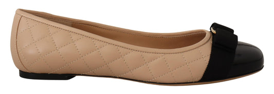 Salvatore Ferragamo Elegant Quilted Leather Flats - Chic Dual-Tone Design Salvatore Ferragamo