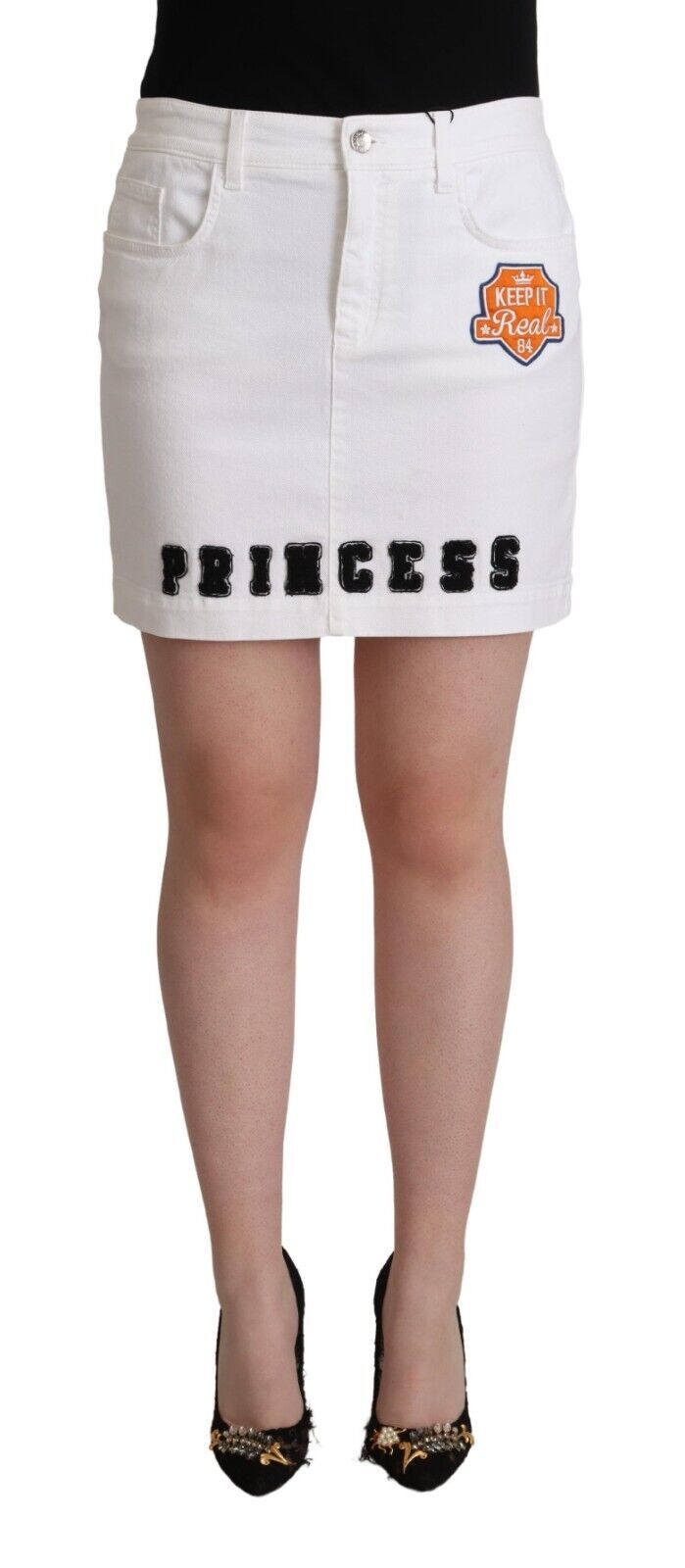 Dolce & Gabbana Chic Embellished White Denim Mini Skirt Dolce & Gabbana