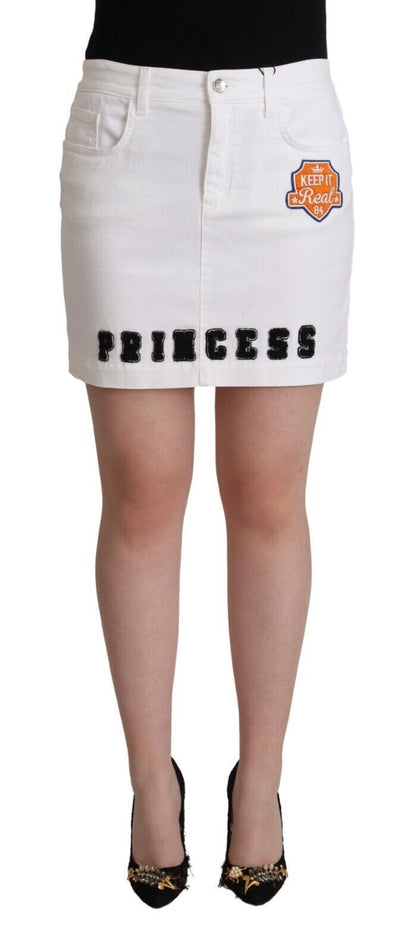 Dolce & Gabbana Chic Embellished White Denim Mini Skirt Dolce & Gabbana