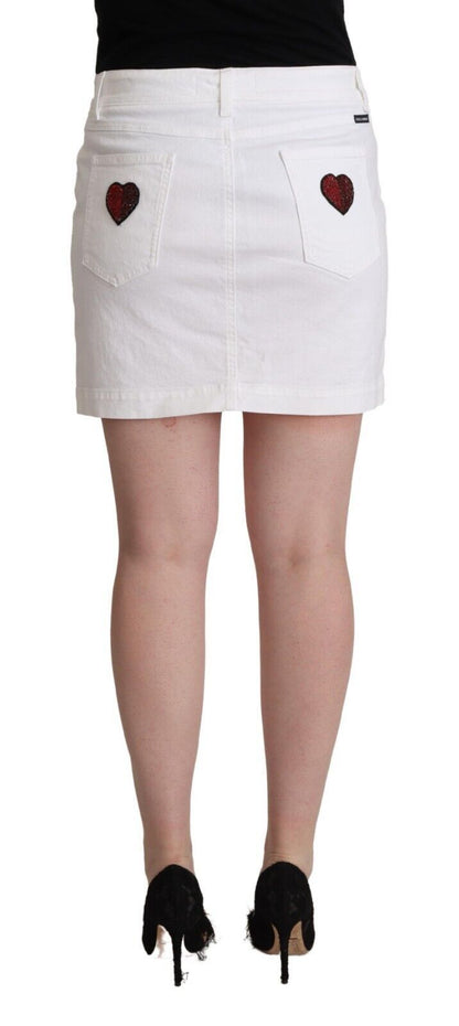 Dolce & Gabbana Chic Embellished White Denim Mini Skirt Dolce & Gabbana