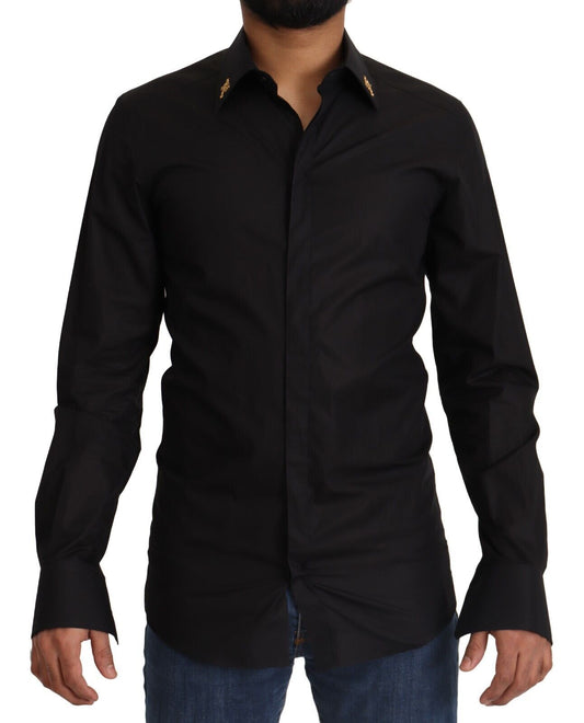 Dolce & Gabbana Elegant Slim Fit Black Cotton Dress Shirt Dolce & Gabbana