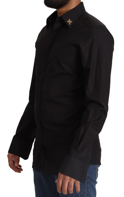 Dolce & Gabbana Elegant Slim Fit Black Cotton Dress Shirt Dolce & Gabbana