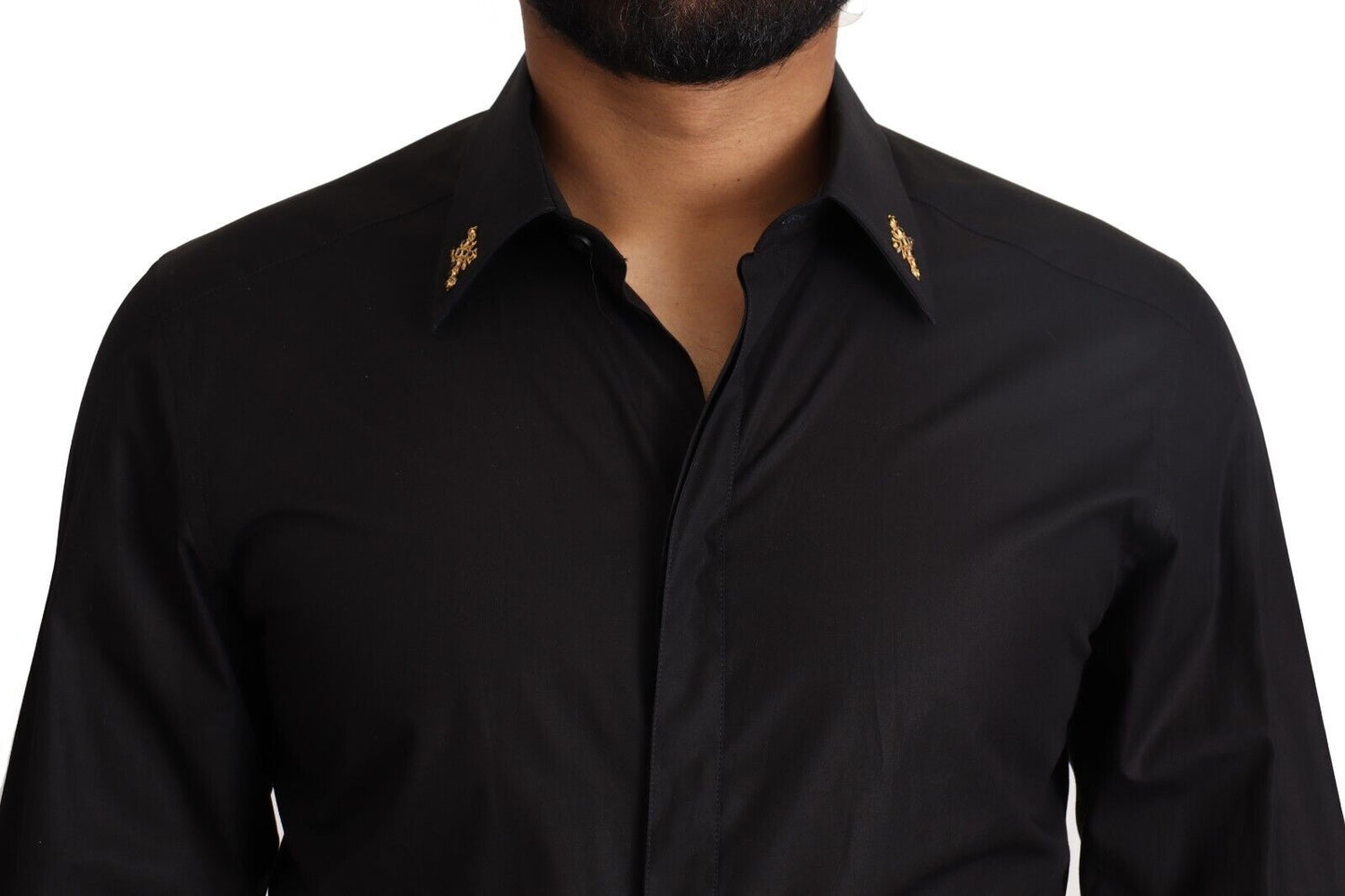 Dolce & Gabbana Elegant Slim Fit Black Cotton Dress Shirt Dolce & Gabbana