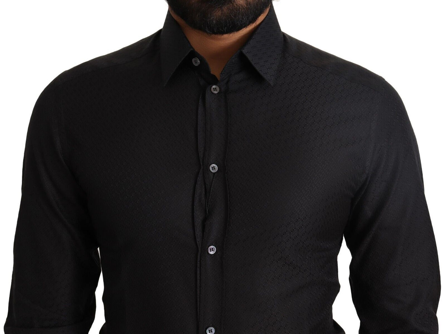 Dolce & Gabbana Elegant Black Cotton Gold Dress Shirt Dolce & Gabbana