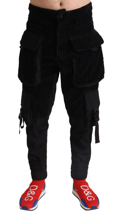 Dolce & Gabbana Elegant Black Cargo Corduroy Pants Dolce & Gabbana