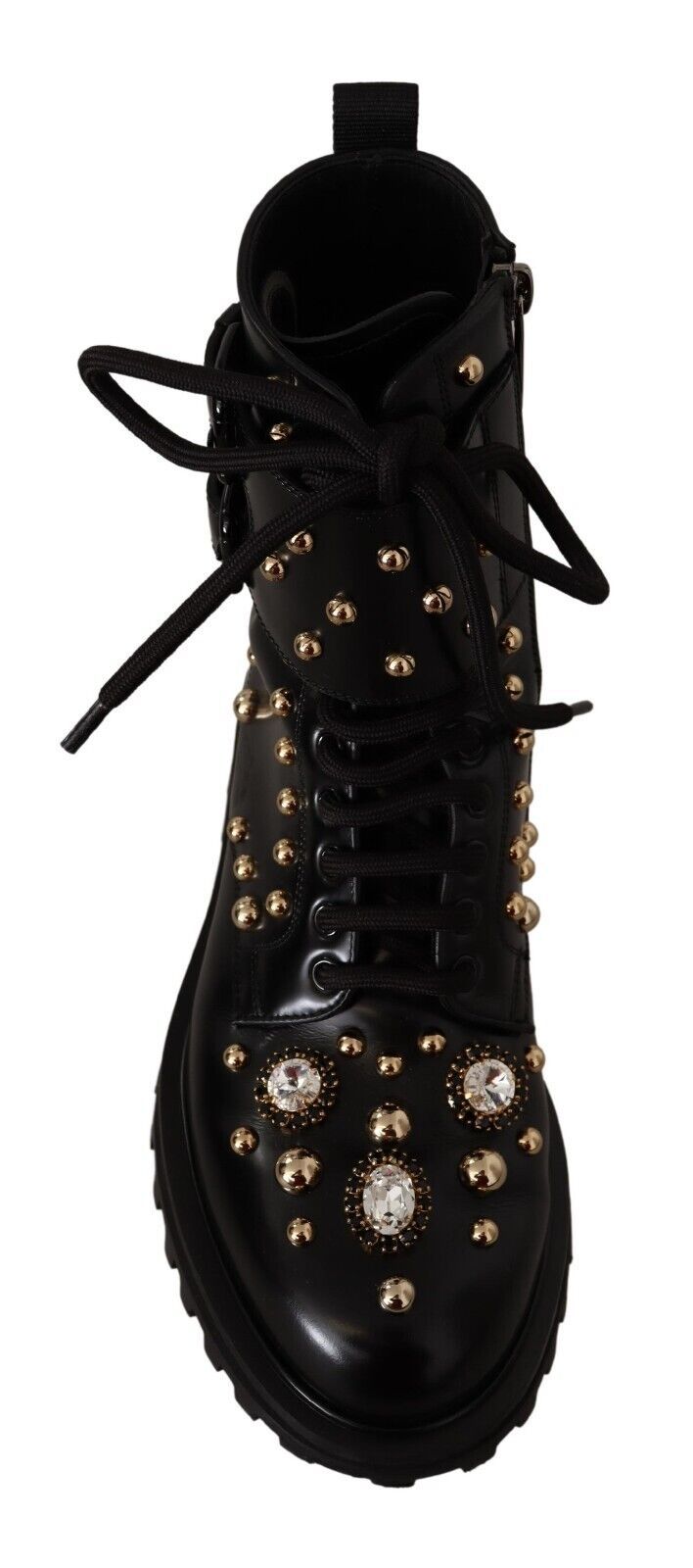 Dolce & Gabbana Black Crystal-Studded Formal Boots Dolce & Gabbana