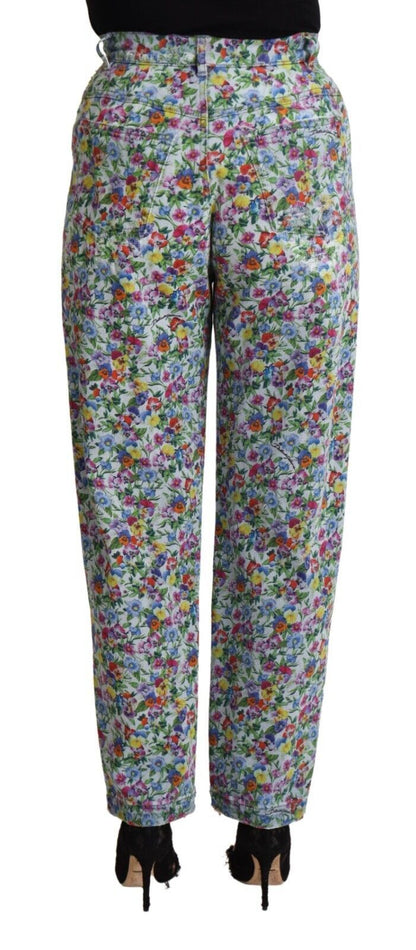 Dolce & Gabbana Floral High Waisted Tapered Denim Jeans Dolce & Gabbana