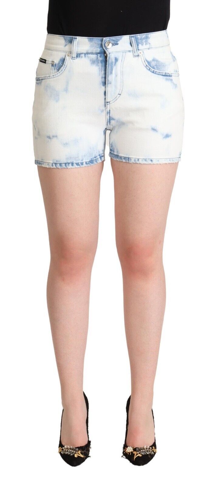 Dolce & Gabbana Chic White Denim Mid-Waisted Shorts Dolce & Gabbana