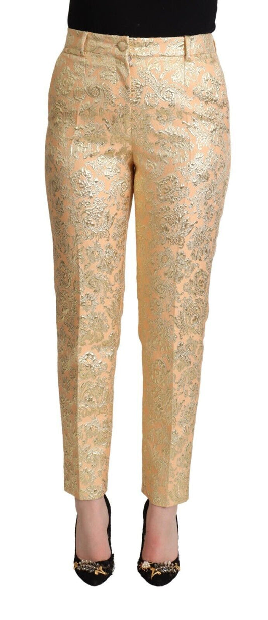 Dolce & Gabbana Elegant High-Waisted Pink Brocade Pants Dolce & Gabbana