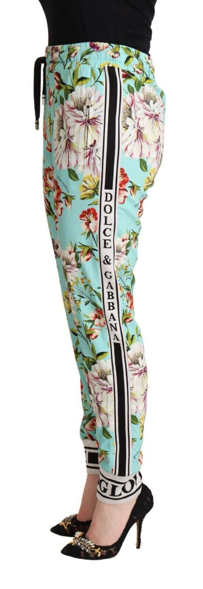 Dolce & Gabbana Floral Viscose Jogger Pants in Green Dolce & Gabbana