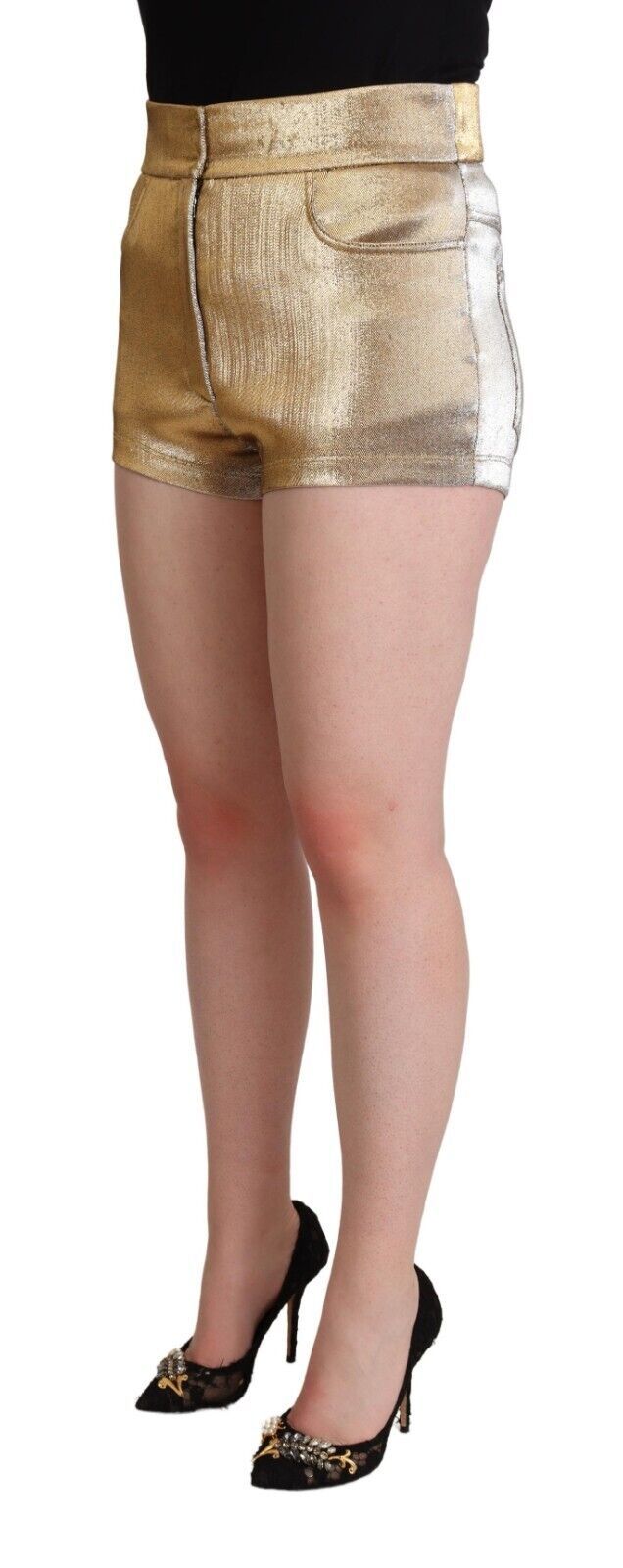 Dolce & Gabbana Elegant Metallic Gold Hot Pants Dolce & Gabbana