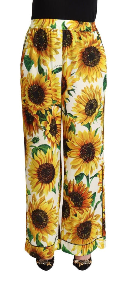 Dolce & Gabbana Elegant Sunflower Wide Leg Pants Dolce & Gabbana