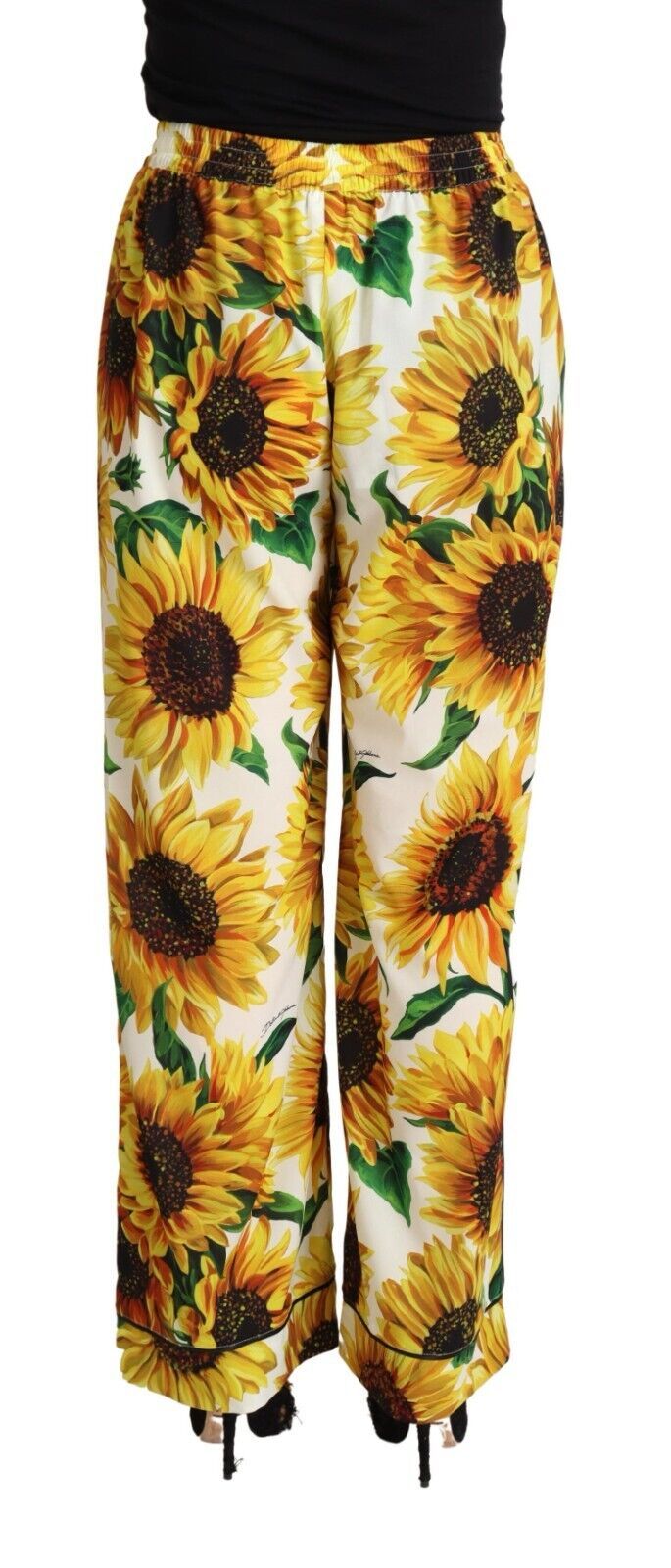 Dolce & Gabbana Elegant Sunflower Wide Leg Pants Dolce & Gabbana