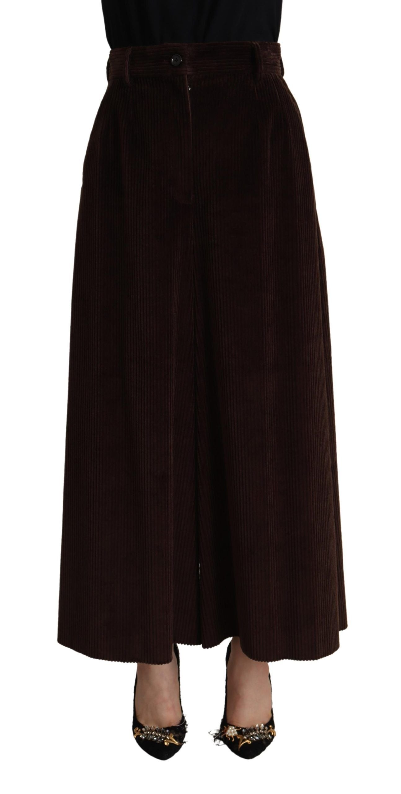 Dolce & Gabbana Chic Bordeaux High-Waisted Corduroy Pants Dolce & Gabbana