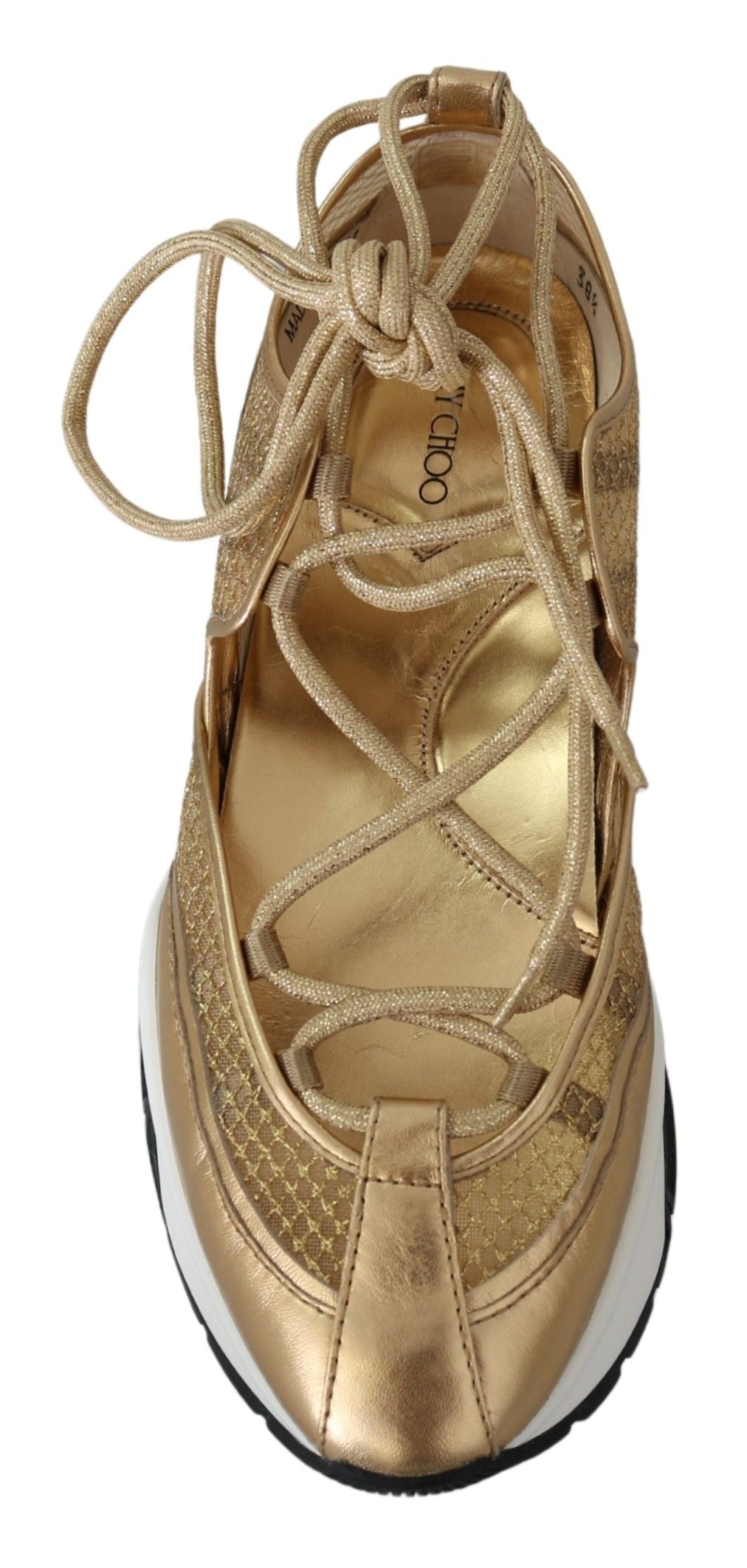 Jimmy Choo Golden Glamour Mesh Leather Sneakers Jimmy Choo