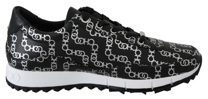 Jimmy Choo Elegant Black & Silver Leather Sneakers Jimmy Choo