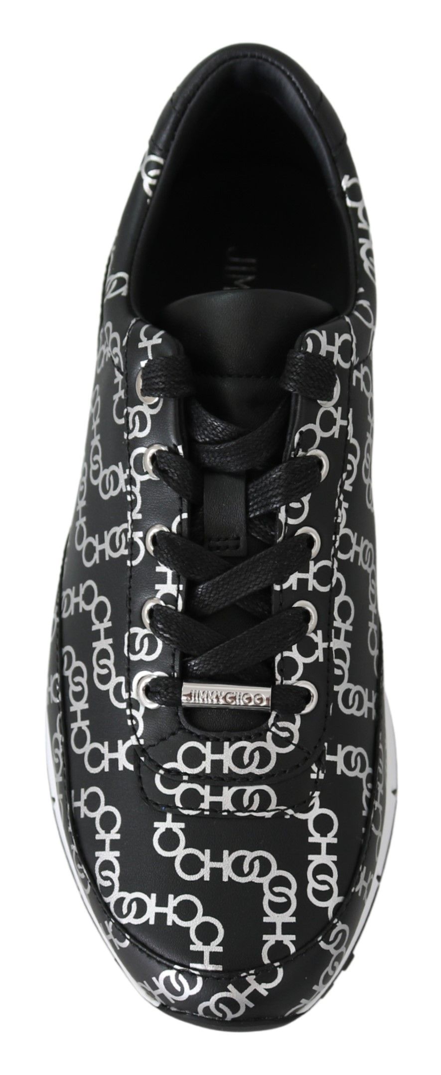 Jimmy Choo Elegant Black & Silver Leather Sneakers Jimmy Choo