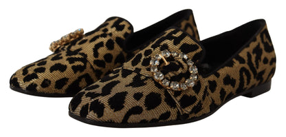 Dolce & Gabbana Elegant Leopard Crystal Gem Loafers Dolce & Gabbana