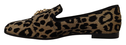 Dolce & Gabbana Elegant Leopard Crystal Gem Loafers Dolce & Gabbana