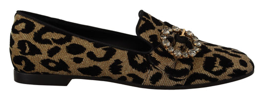 Dolce & Gabbana Elegant Leopard Crystal Gem Loafers Dolce & Gabbana