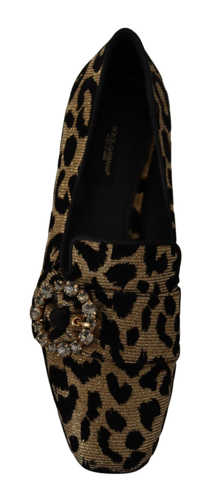 Dolce & Gabbana Elegant Leopard Crystal Gem Loafers Dolce & Gabbana