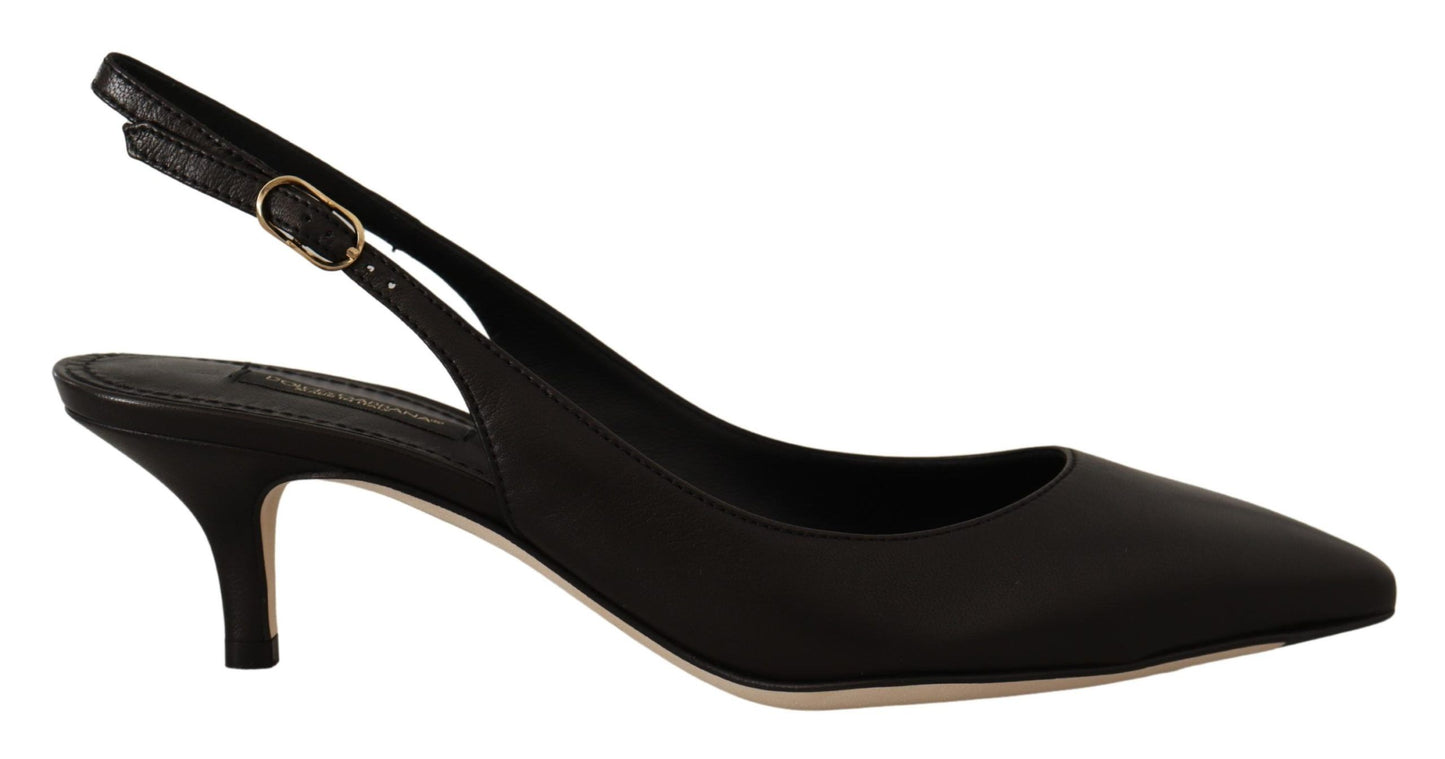 Dolce & Gabbana Elegant Black Leather Slingbacks Heels Dolce & Gabbana