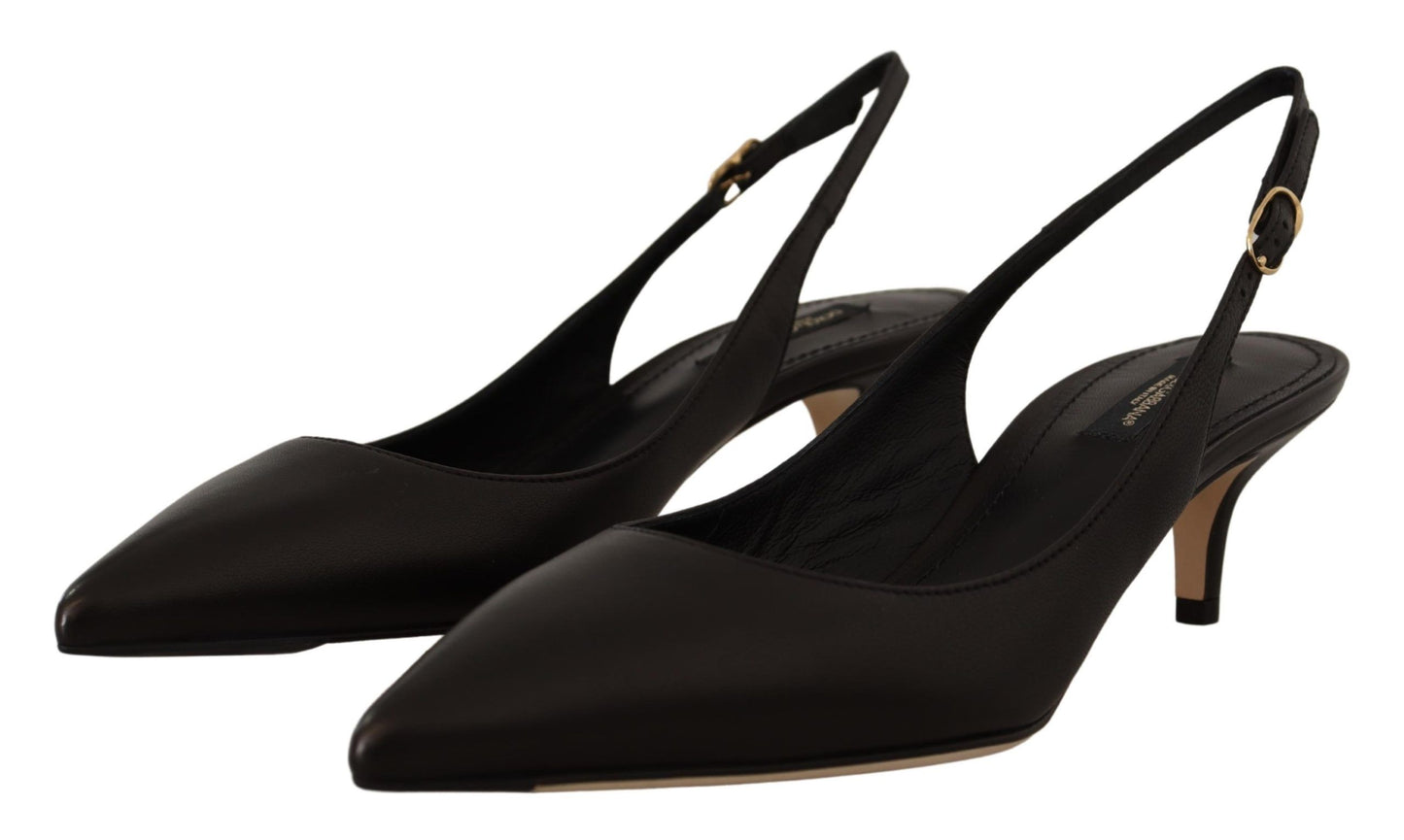 Dolce & Gabbana Elegant Black Leather Slingbacks Heels Dolce & Gabbana