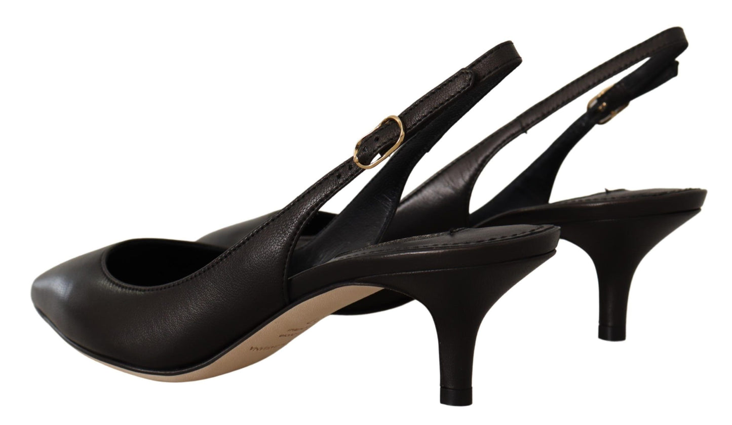 Dolce & Gabbana Elegant Black Leather Slingbacks Heels Dolce & Gabbana