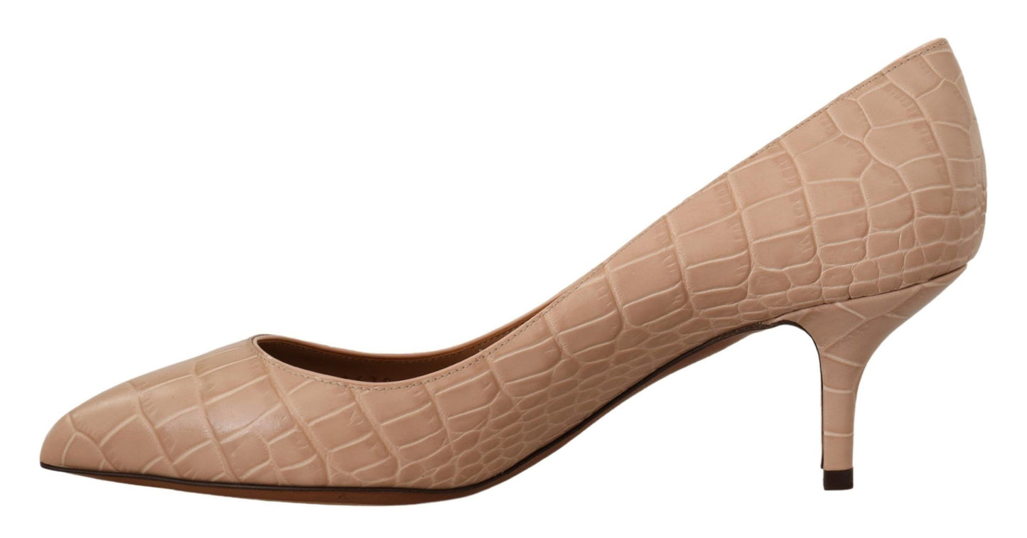 Dolce & Gabbana Elegant Beige Leather Pumps Dolce & Gabbana