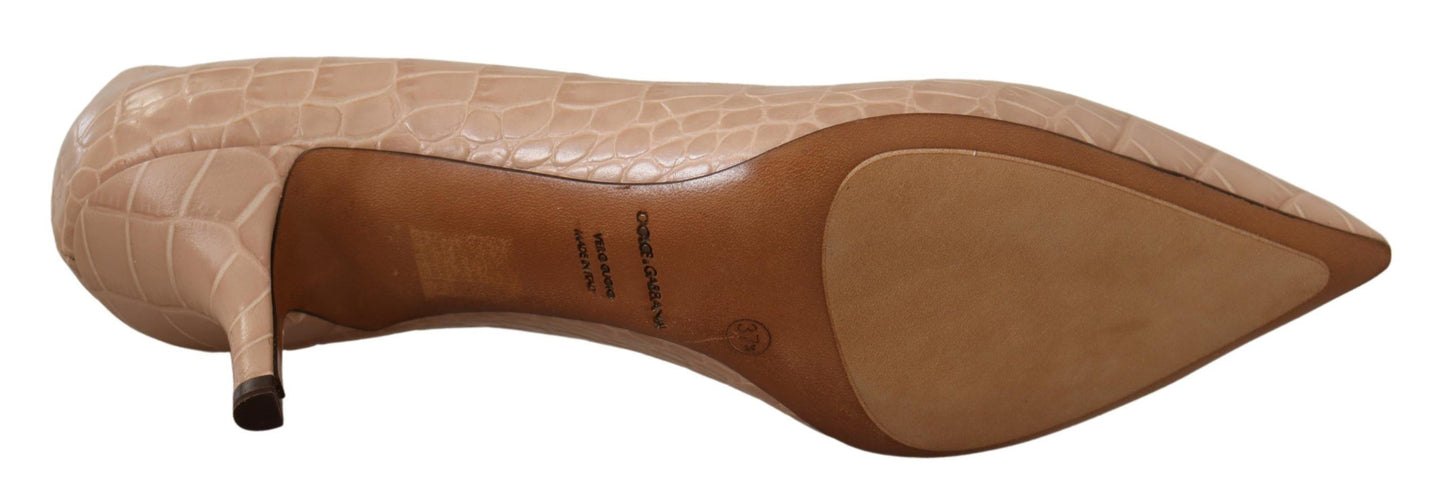 Dolce & Gabbana Elegant Beige Leather Pumps Dolce & Gabbana