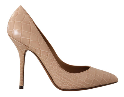 Dolce & Gabbana Elegant Beige Nude Leather Pumps Dolce & Gabbana