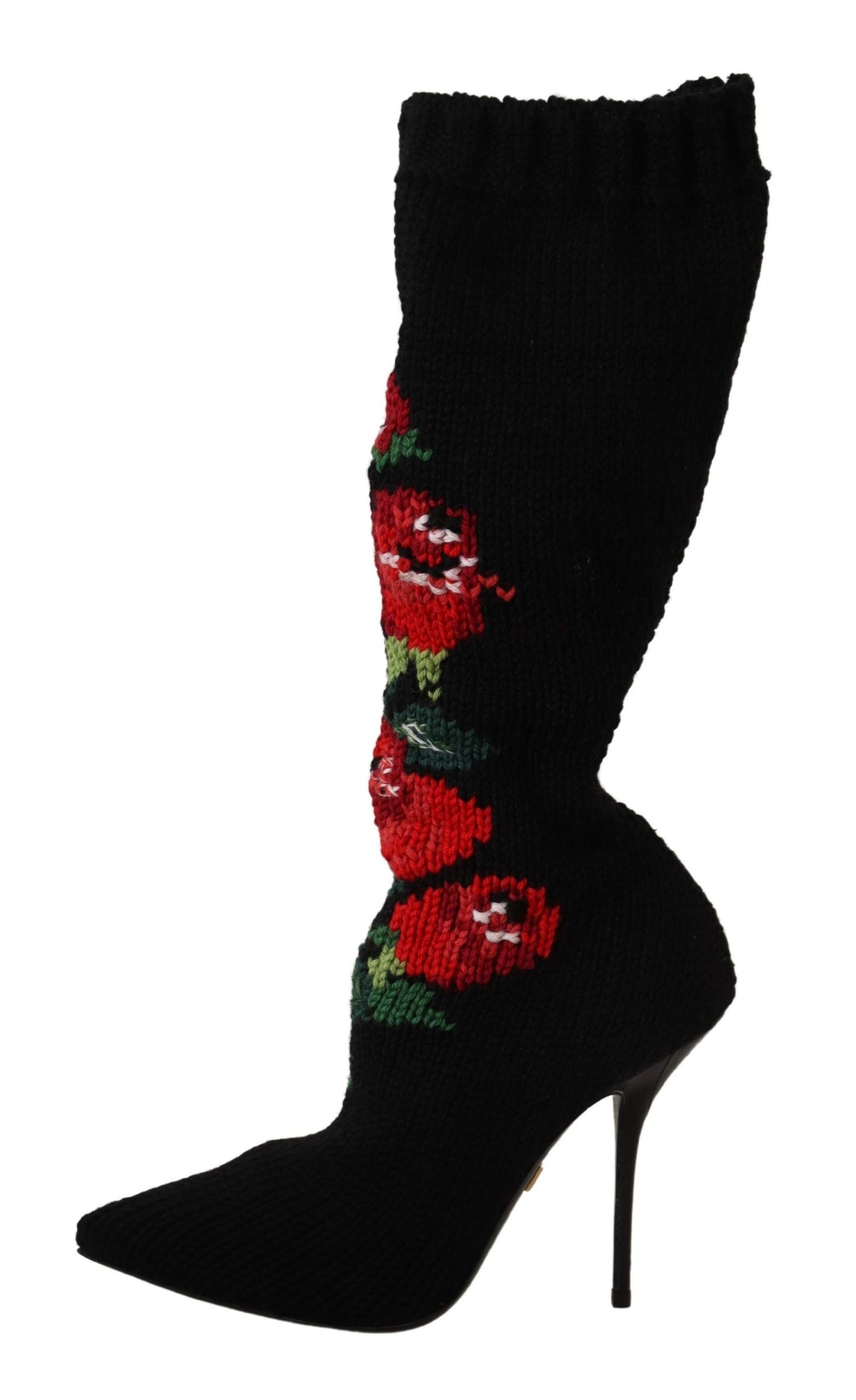 Dolce & Gabbana Elegant Sock Boots with Red Roses Detail Dolce & Gabbana