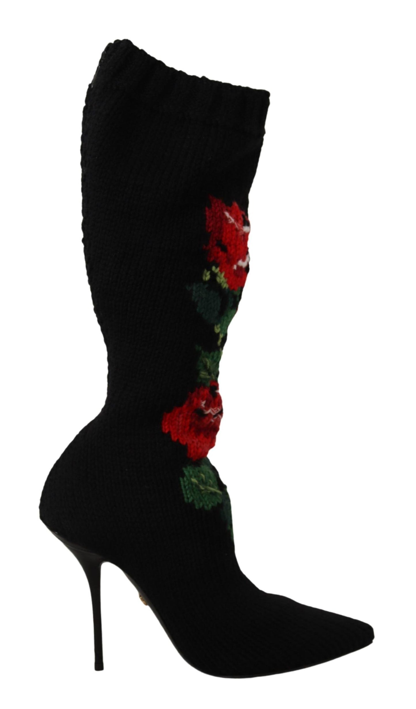 Dolce & Gabbana Elegant Sock Boots with Red Roses Detail Dolce & Gabbana