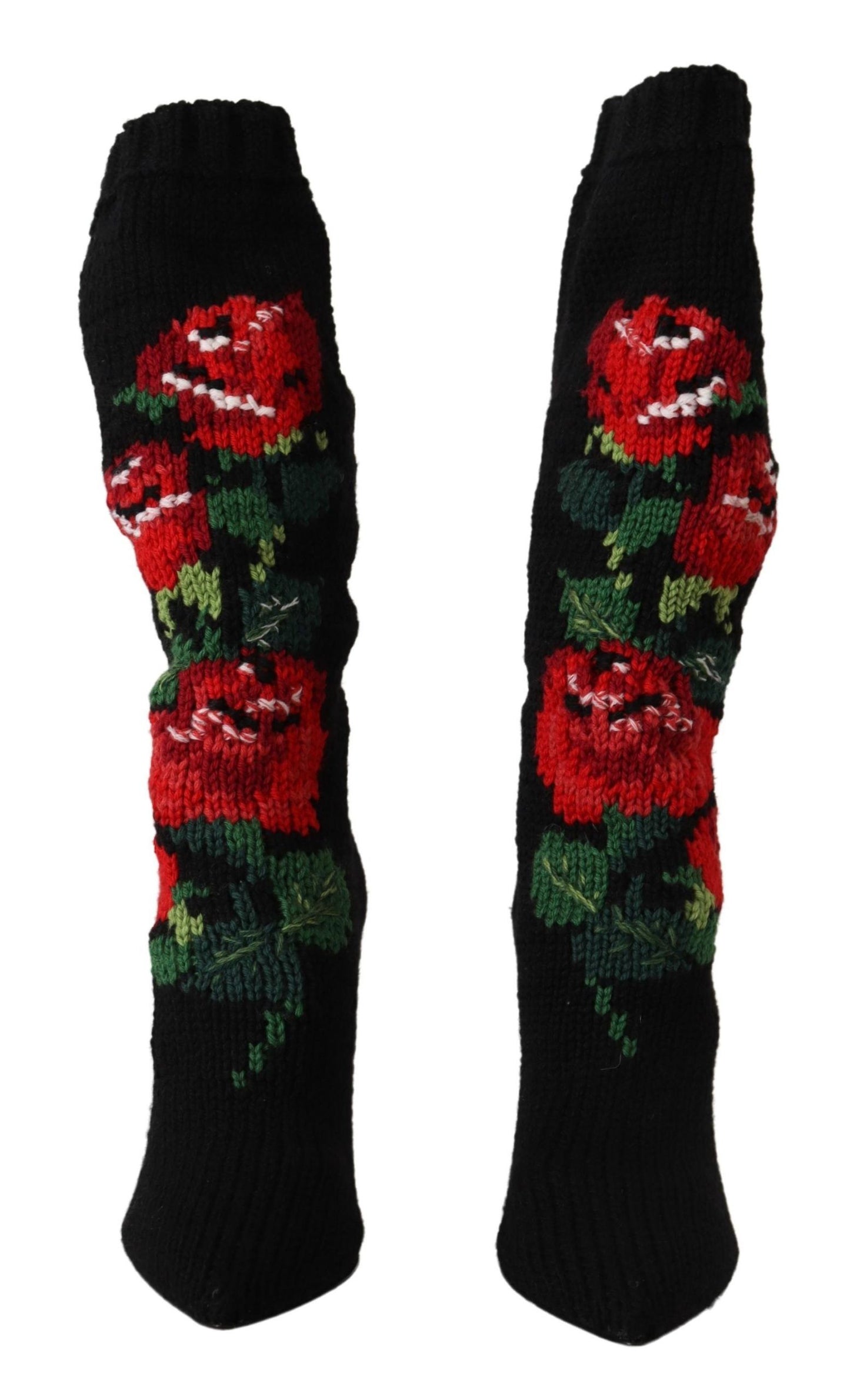 Dolce & Gabbana Elegant Sock Boots with Red Roses Detail Dolce & Gabbana