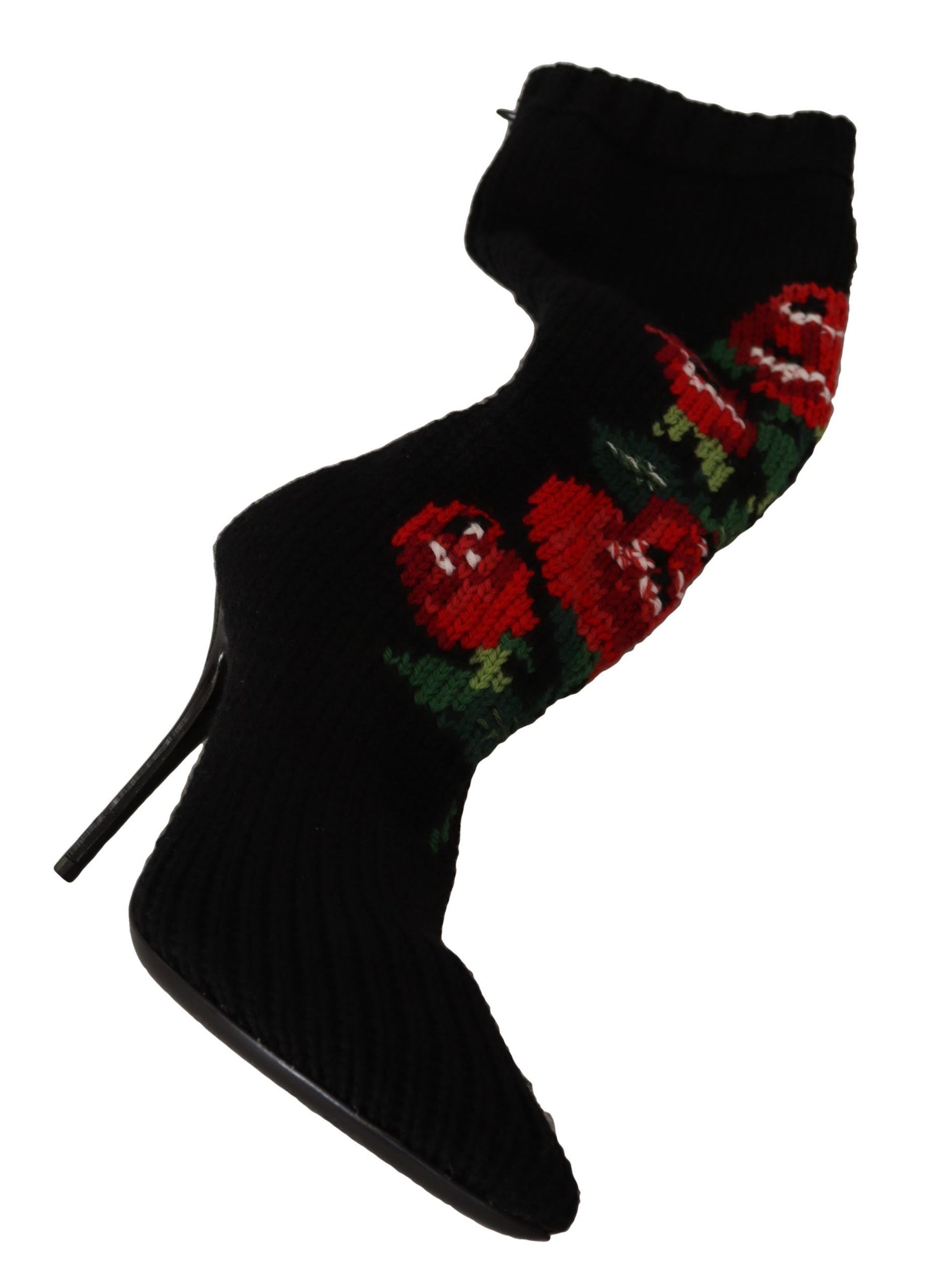 Dolce & Gabbana Elegant Sock Boots with Red Roses Detail Dolce & Gabbana