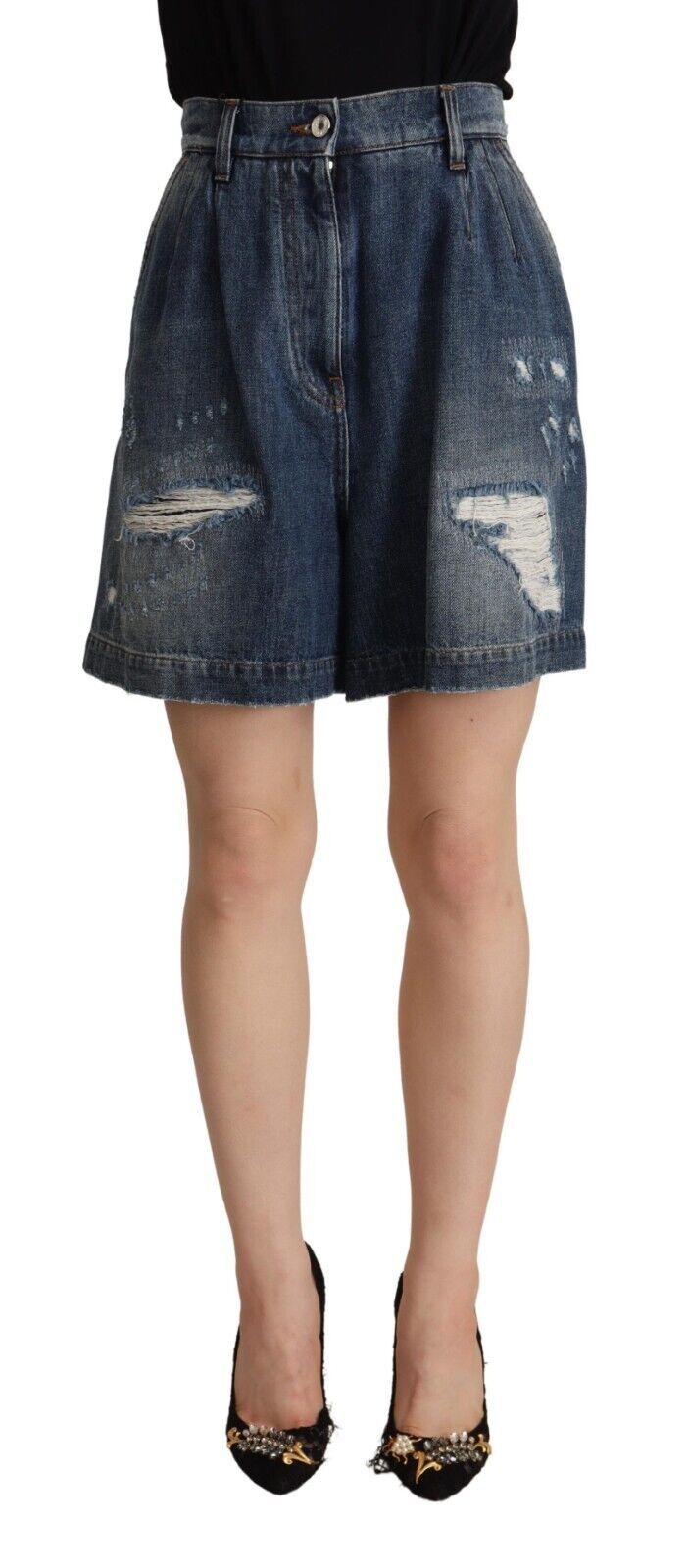 Dolce & Gabbana Chic High-Waisted Distressed Bermuda Shorts Dolce & Gabbana